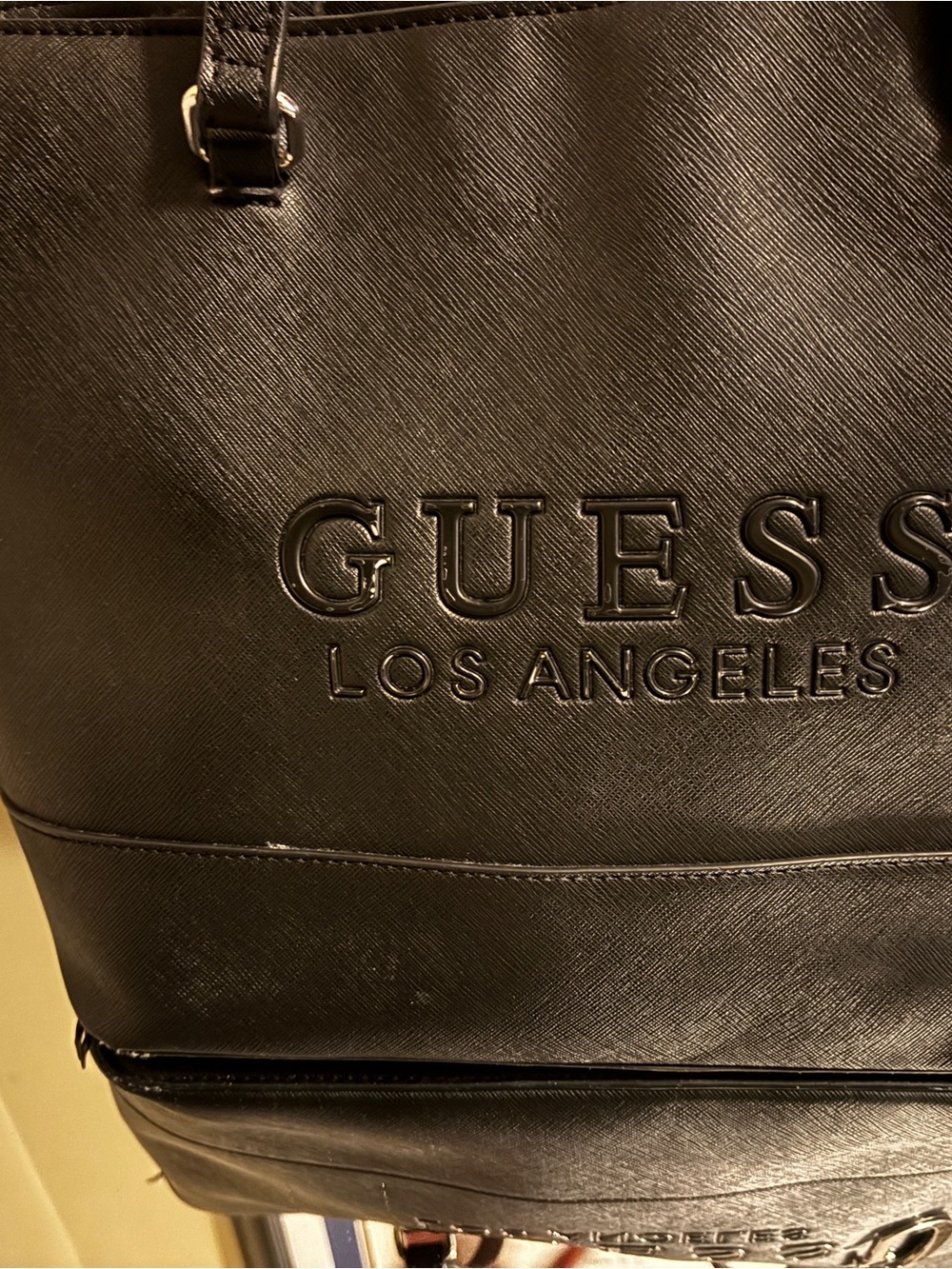 GUESS Black Los Angeles Embossed Tote